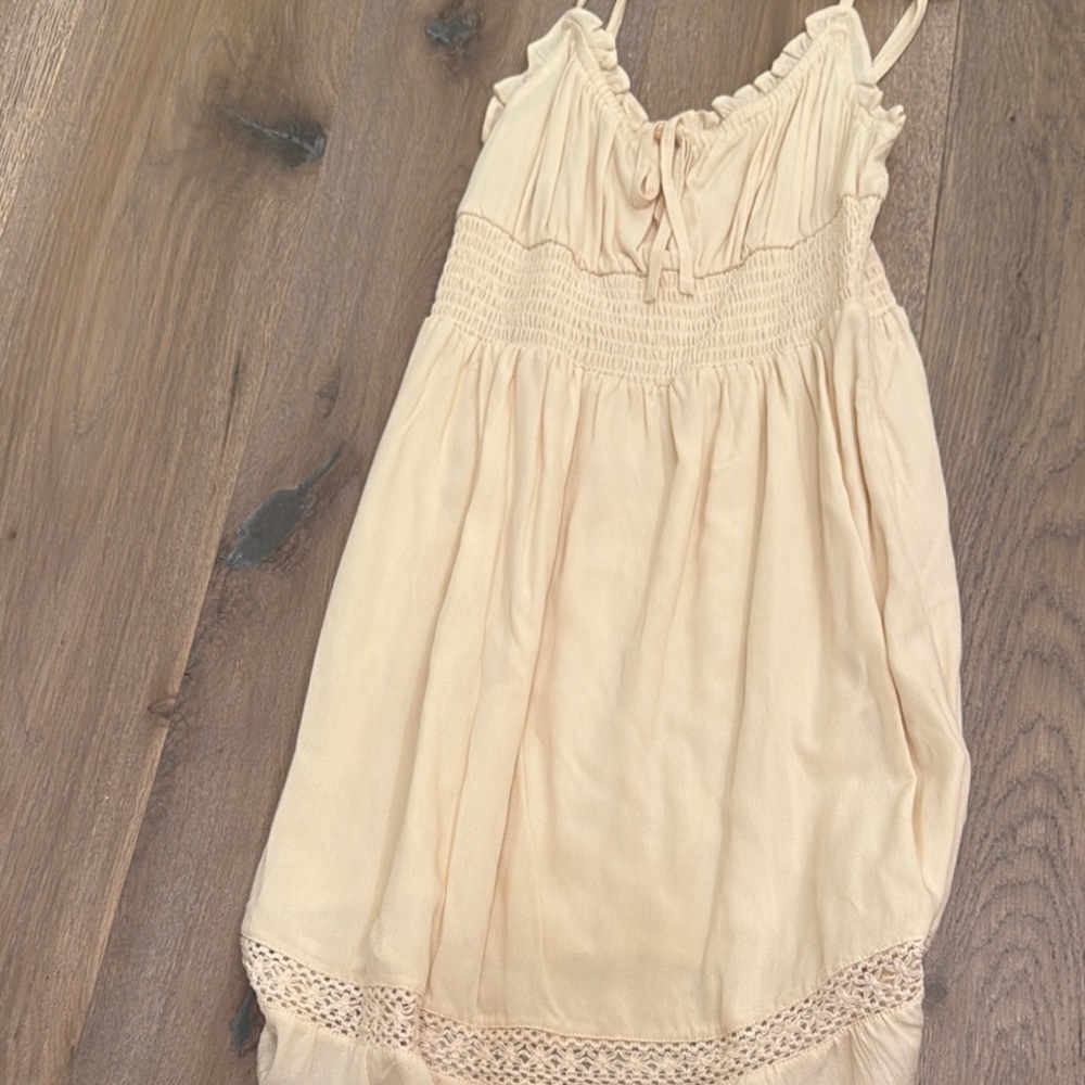 Roxy Cream Smocked Midi Sundress